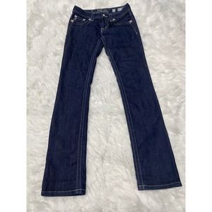 Miss Me Straight Jeans Sz 27 Angel Wing Bling Rhinestone Sequin Dark Wash